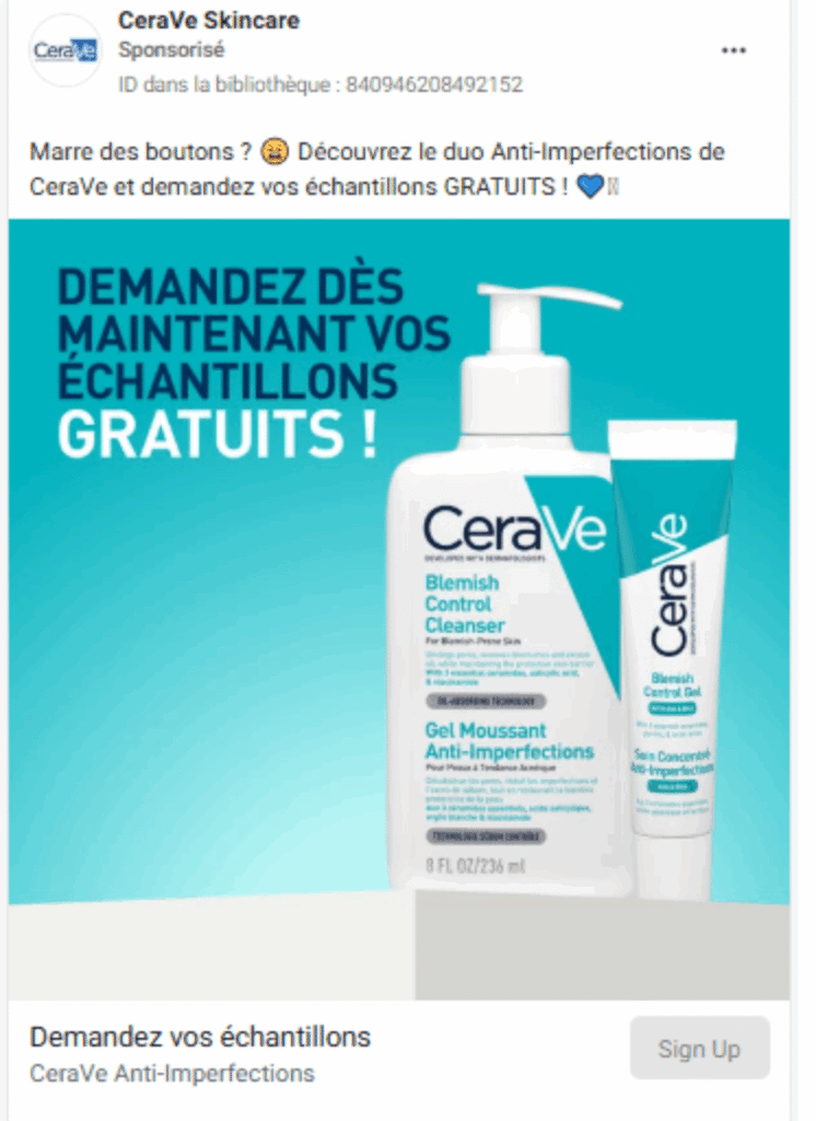 Échantillons gratuits CeraVe